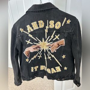 Denim and Bone Black Embroidered Jean Jacket